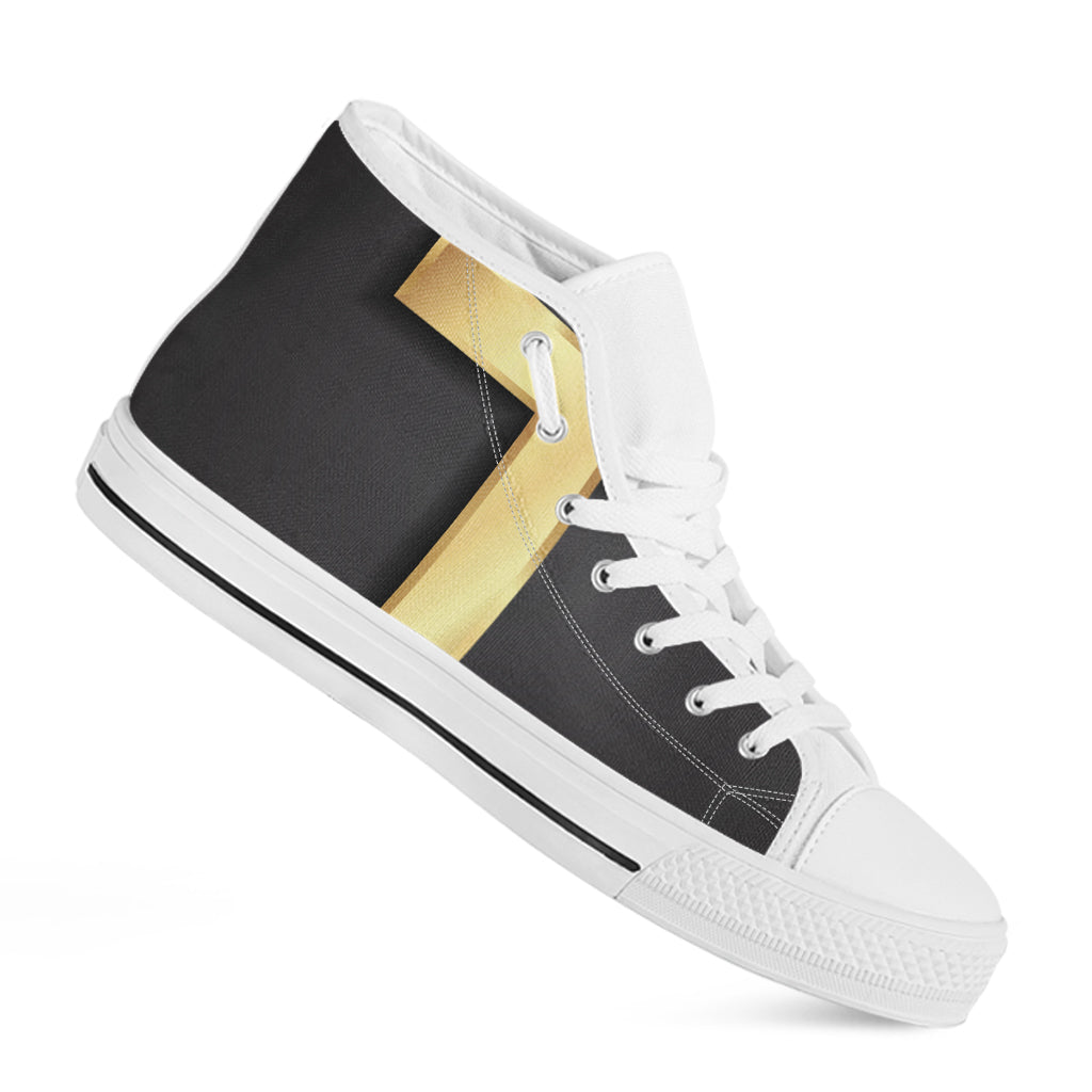 Classic Golden Cross Print White High Top Shoes