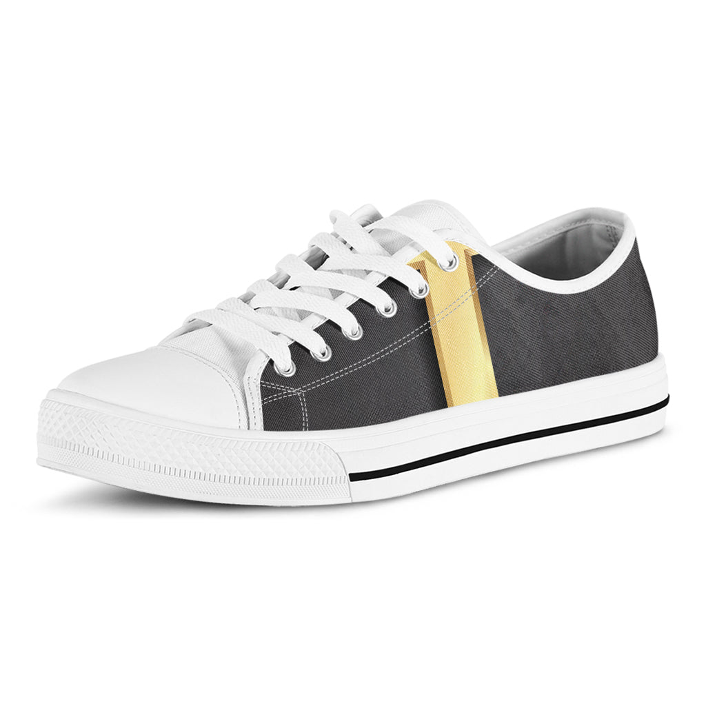 Classic Golden Cross Print White Low Top Shoes