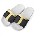 Classic Golden Cross Print White Slide Sandals