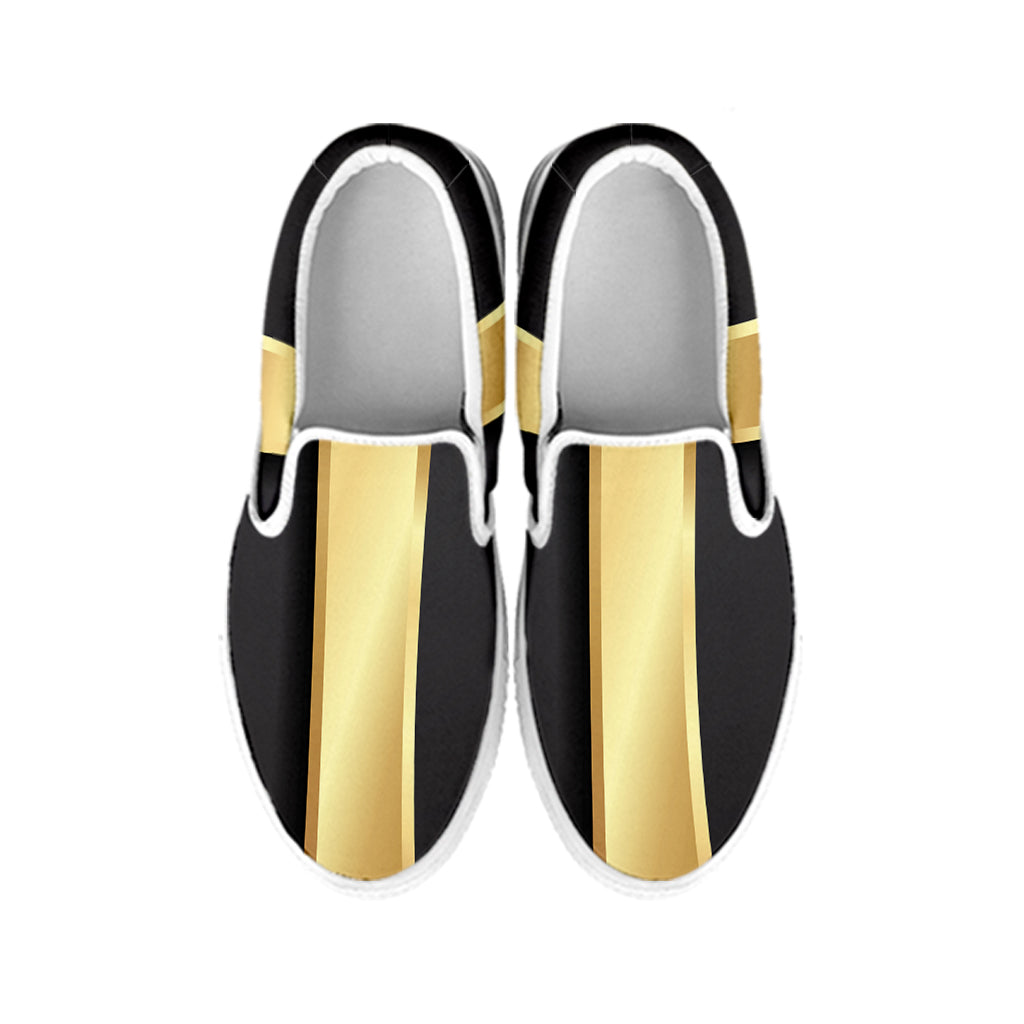 Classic Golden Cross Print White Slip On Shoes