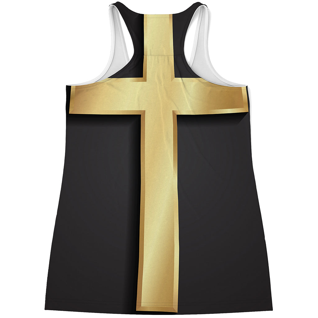 Classic Golden Cross Print Women's Racerback Tank Top