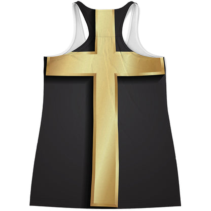 Classic Golden Cross Print Women's Racerback Tank Top