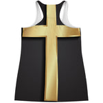 Classic Golden Cross Print Women's Racerback Tank Top