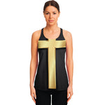 Classic Golden Cross Print Women's Racerback Tank Top