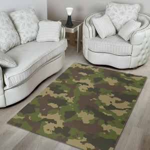 Classic Green Camouflage Print Area Rug GearFrost