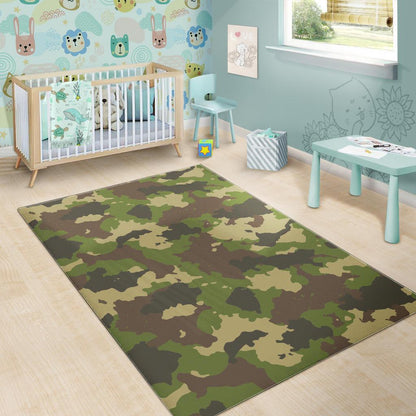 Classic Green Camouflage Print Area Rug GearFrost