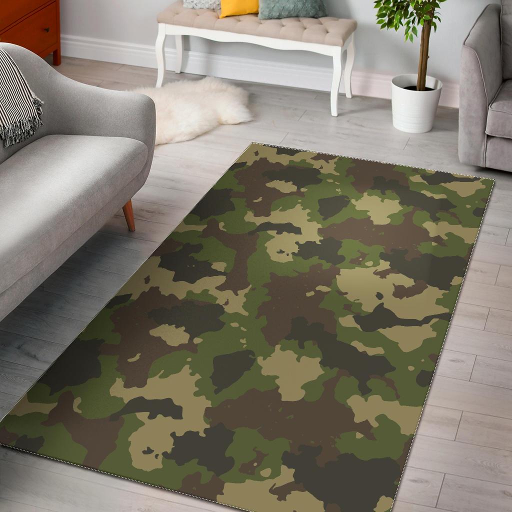 Classic Green Camouflage Print Area Rug GearFrost