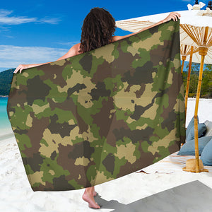 Classic Green Camouflage Print Beach Sarong Wrap