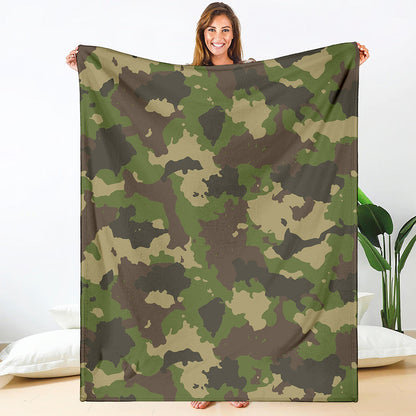 Classic Green Camouflage Print Blanket