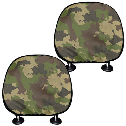 Classic Green Camouflage Print Car Headrest Covers