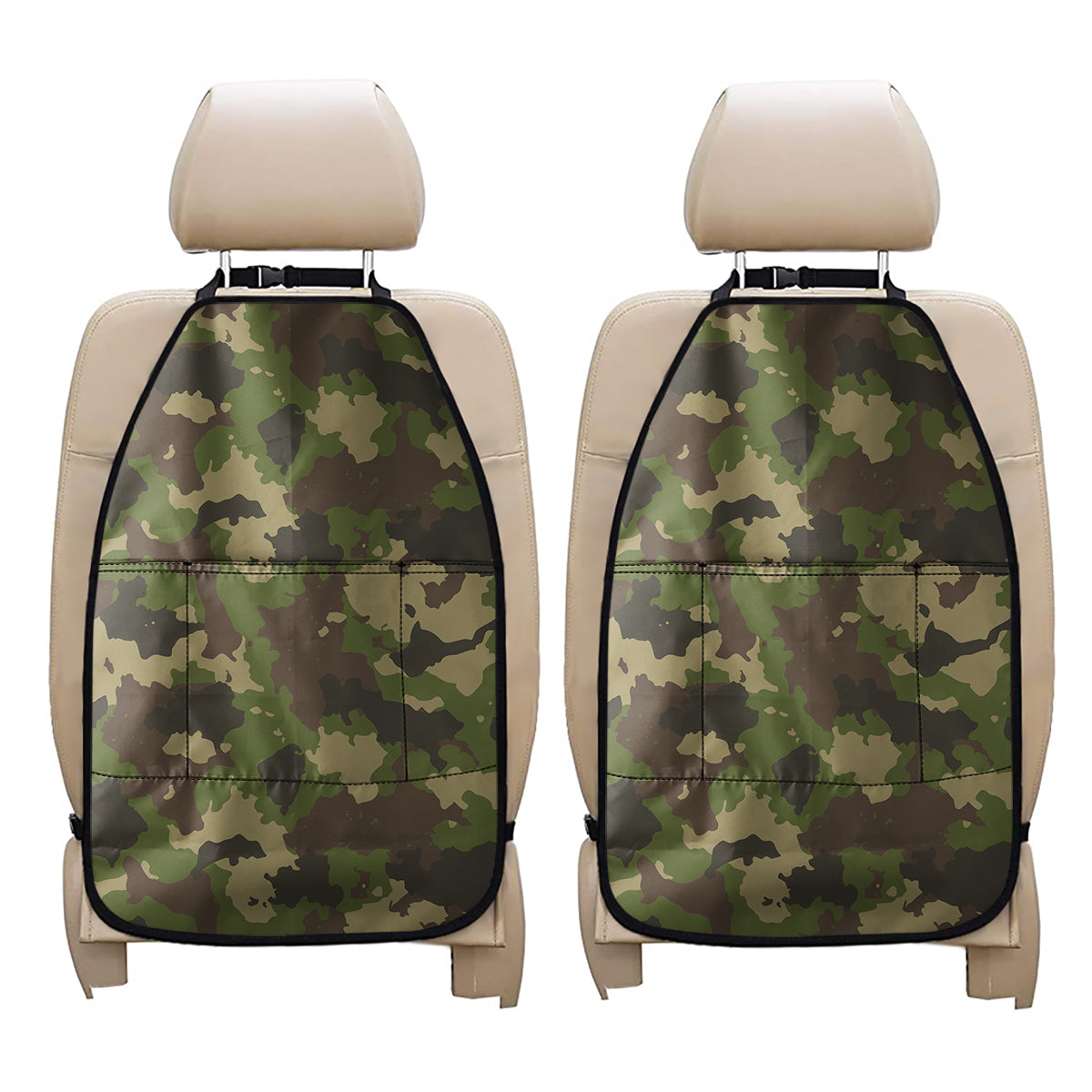 Classic Green Camouflage Print Car Seat Organizers