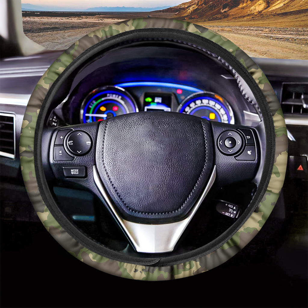 Classic Green Camouflage Print Car Steering Wheel Cover