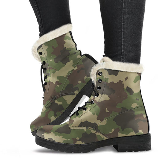 Classic Green Camouflage Print Comfy Boots GearFrost