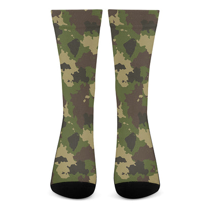 Classic Green Camouflage Print Crew Socks