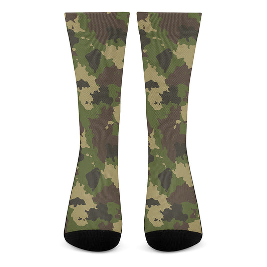 Classic Green Camouflage Print Crew Socks