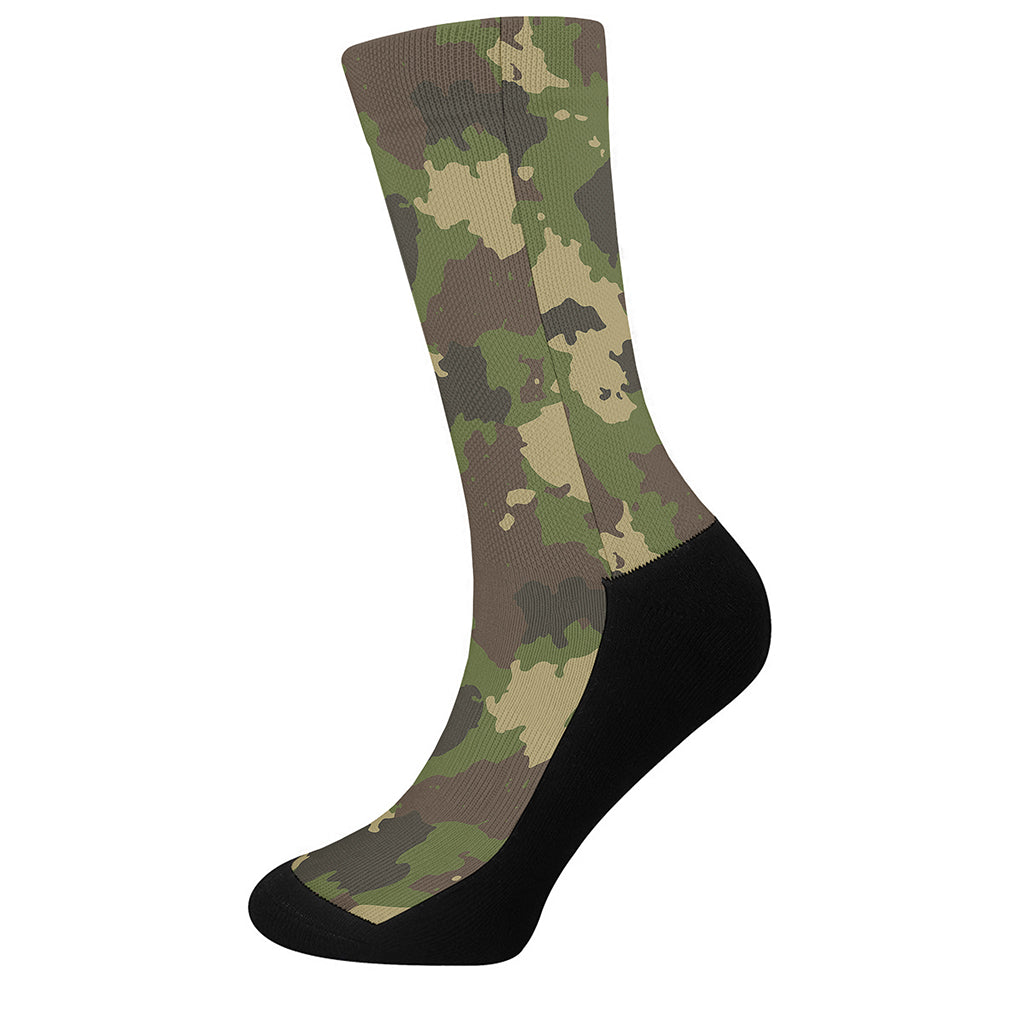 Classic Green Camouflage Print Crew Socks