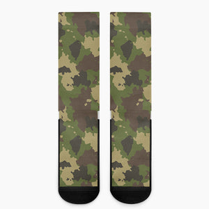 Classic Green Camouflage Print Crew Socks