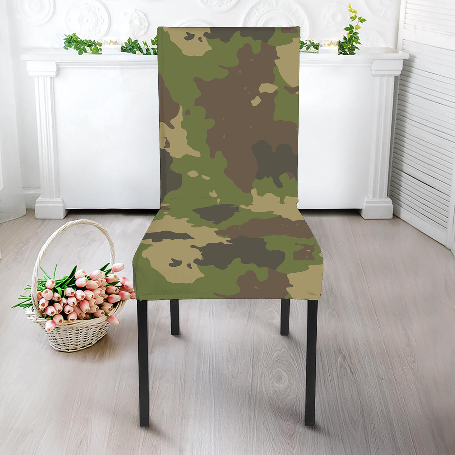 Classic Green Camouflage Print Dining Chair Slipcover