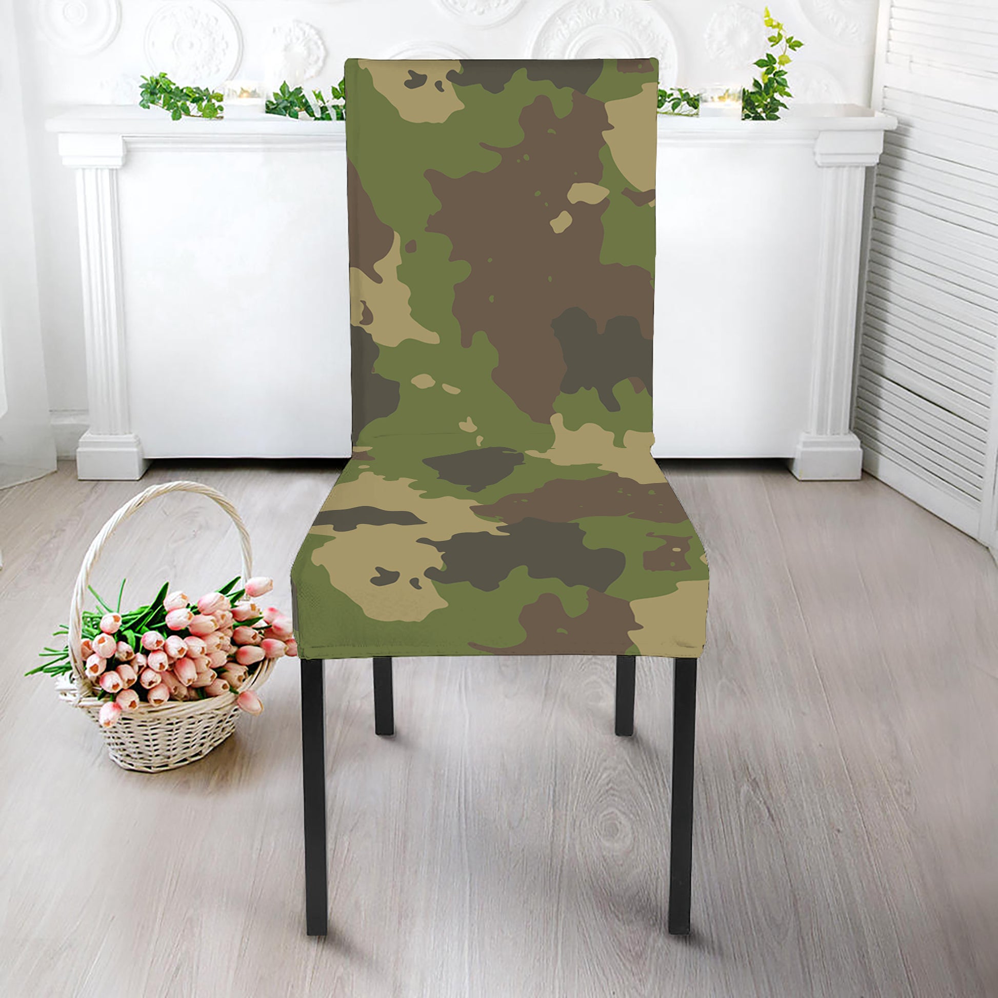 Classic Green Camouflage Print Dining Chair Slipcover