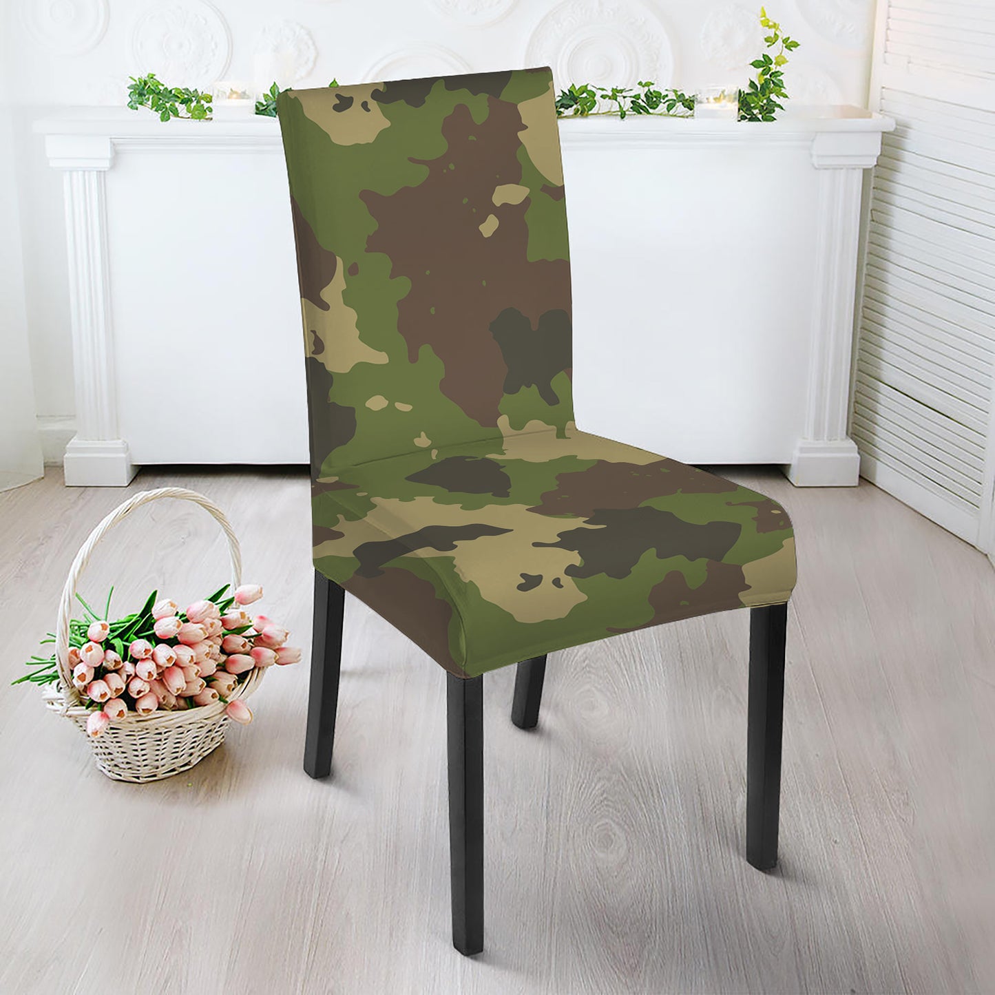 Classic Green Camouflage Print Dining Chair Slipcover