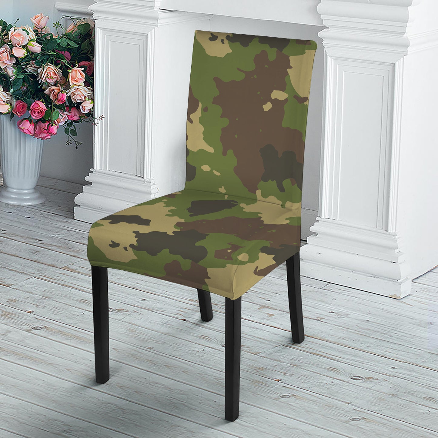 Classic Green Camouflage Print Dining Chair Slipcover
