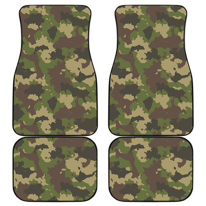 Classic Green Camouflage Print Front and Back Car Floor Mats