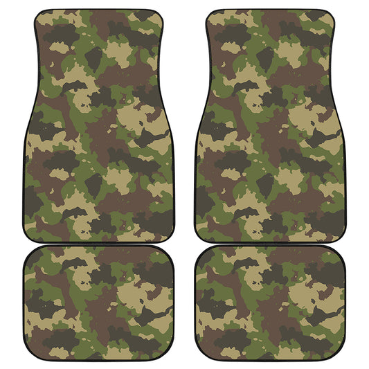Classic Green Camouflage Print Front and Back Car Floor Mats