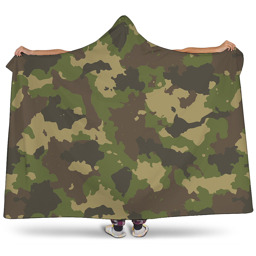 Classic Green Camouflage Print Hooded Blanket