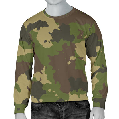 Classic Green Camouflage Print Men's Crewneck Sweatshirt GearFrost