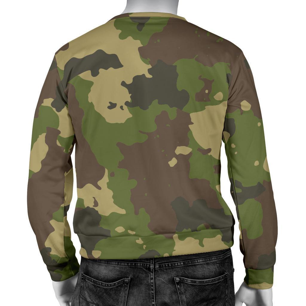 Classic Green Camouflage Print Men's Crewneck Sweatshirt GearFrost