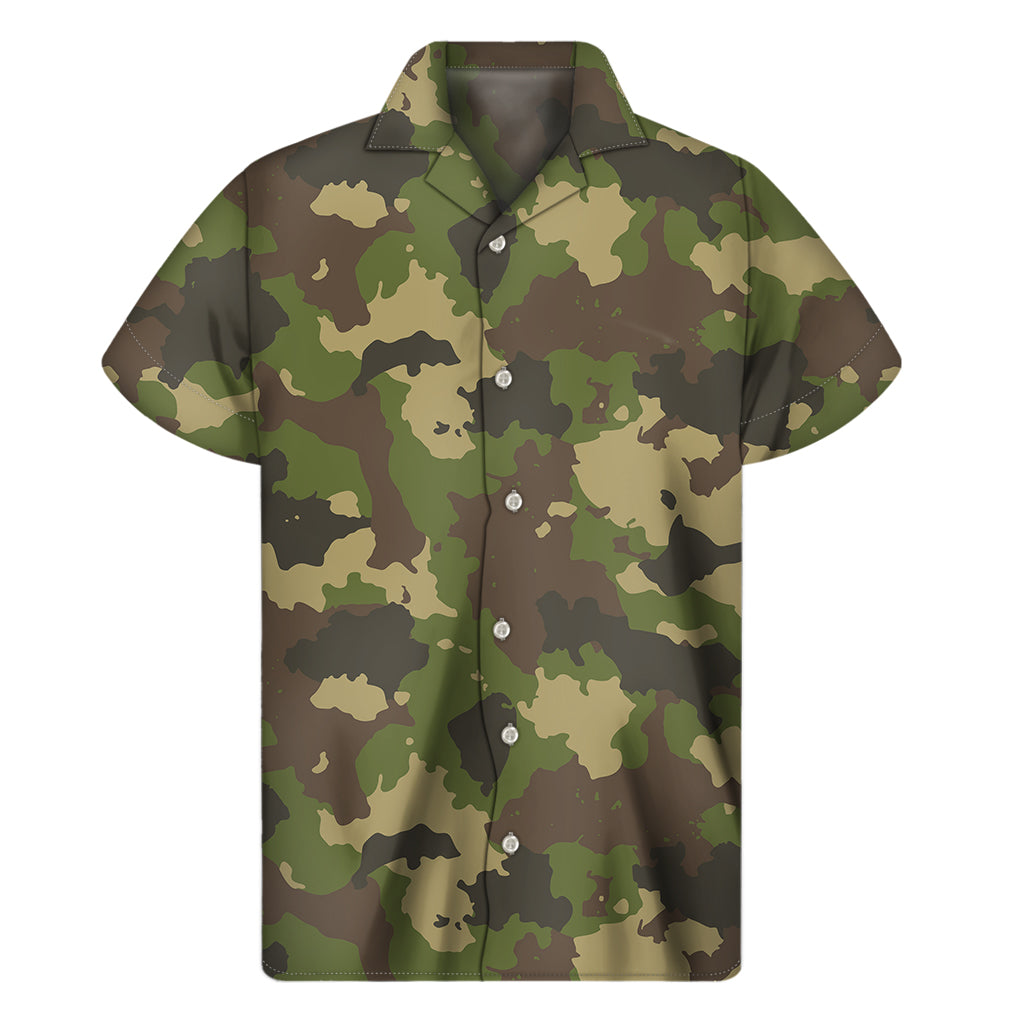 Classic Green Camouflage Print Men's Short Sleeve Shirt