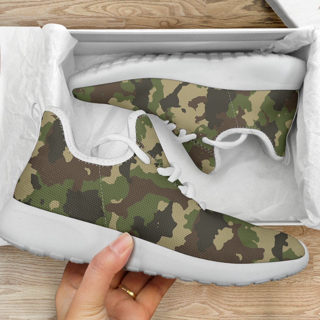 Classic Green Camouflage Print Mesh Knit Shoes GearFrost