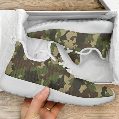 Classic Green Camouflage Print Mesh Knit Shoes GearFrost