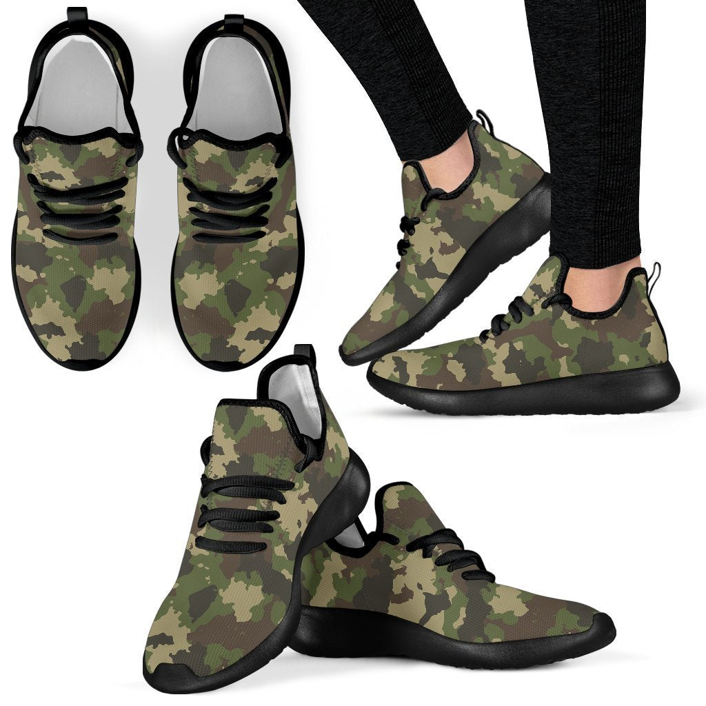 Classic Green Camouflage Print Mesh Knit Shoes GearFrost