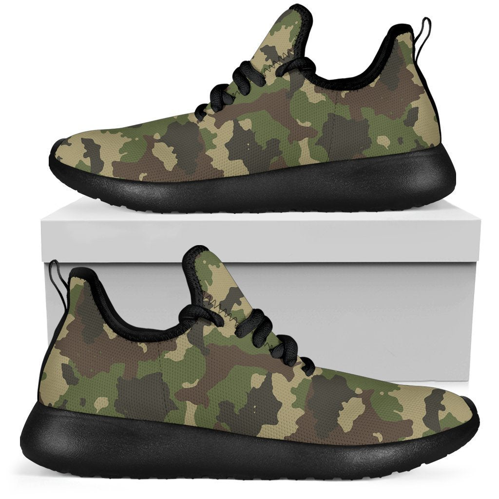 Classic Green Camouflage Print Mesh Knit Shoes GearFrost
