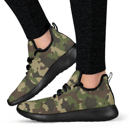Classic Green Camouflage Print Mesh Knit Shoes GearFrost