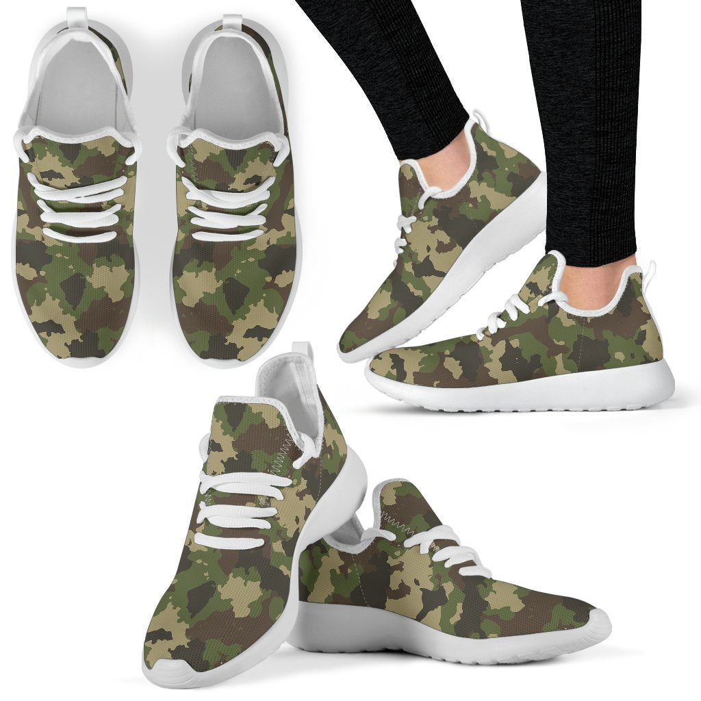 Classic Green Camouflage Print Mesh Knit Shoes GearFrost