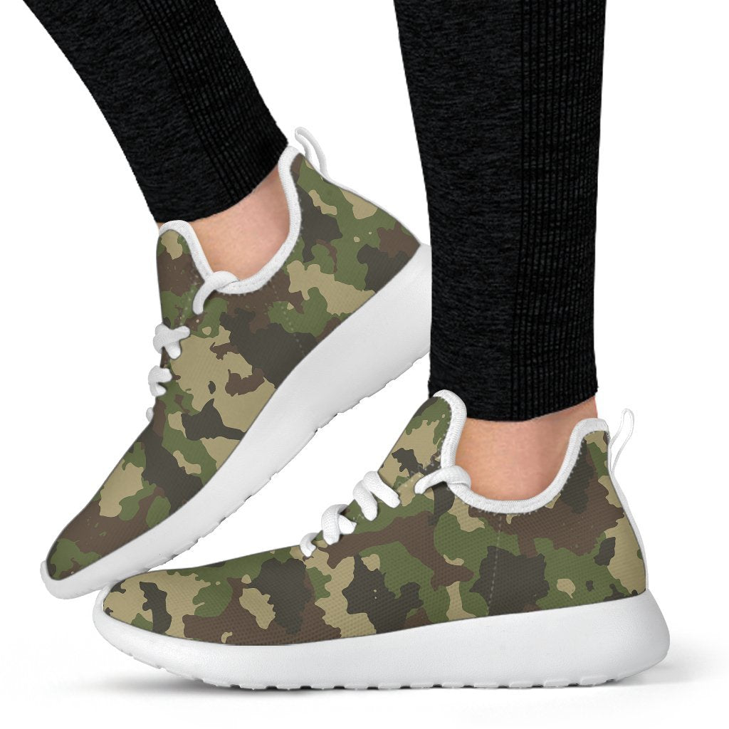 Classic Green Camouflage Print Mesh Knit Shoes GearFrost