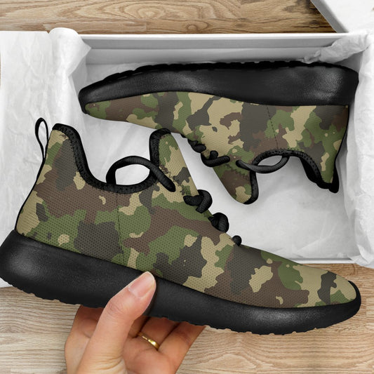 Classic Green Camouflage Print Mesh Knit Shoes GearFrost