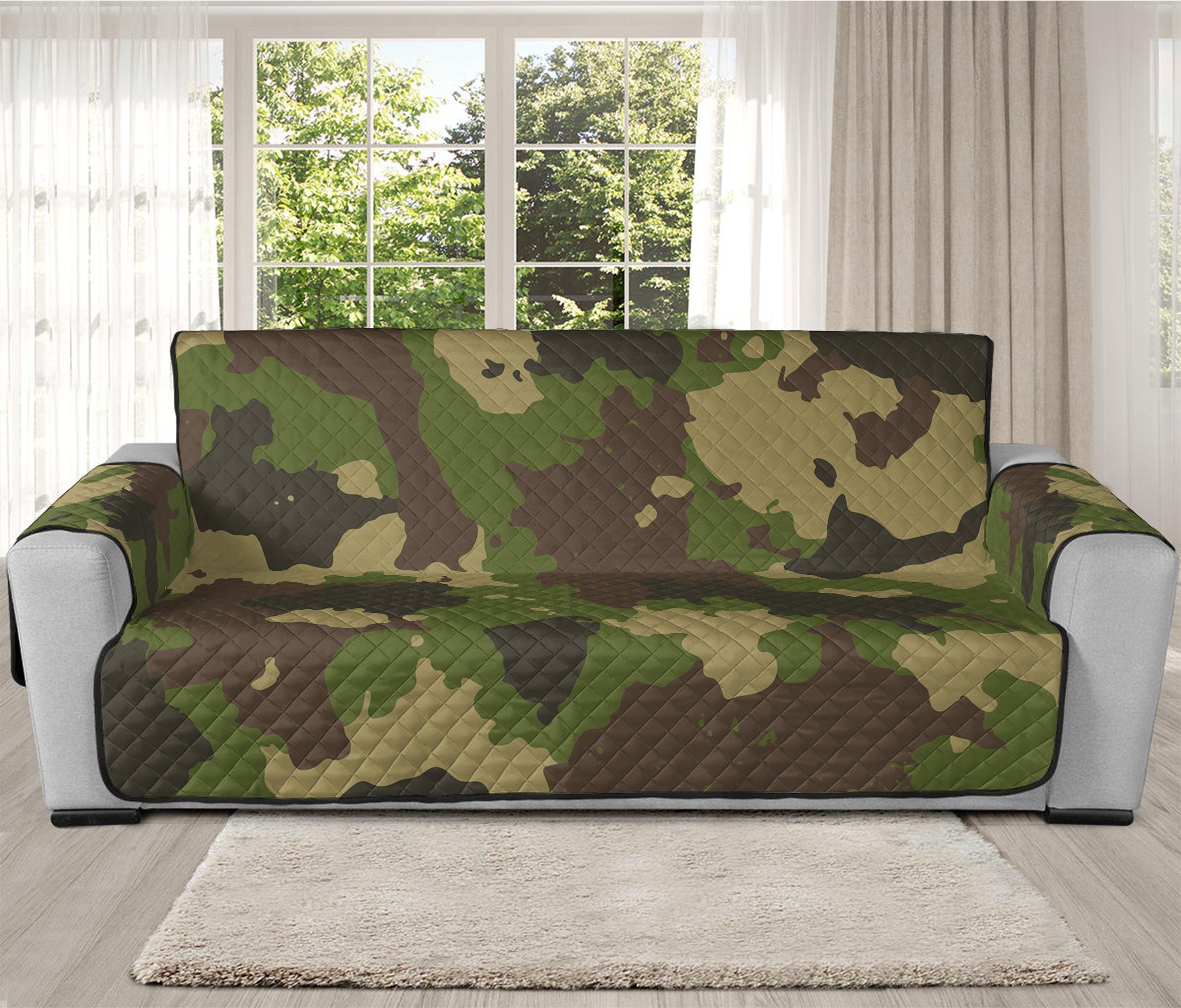 Classic Green Camouflage Print Oversized Sofa Protector