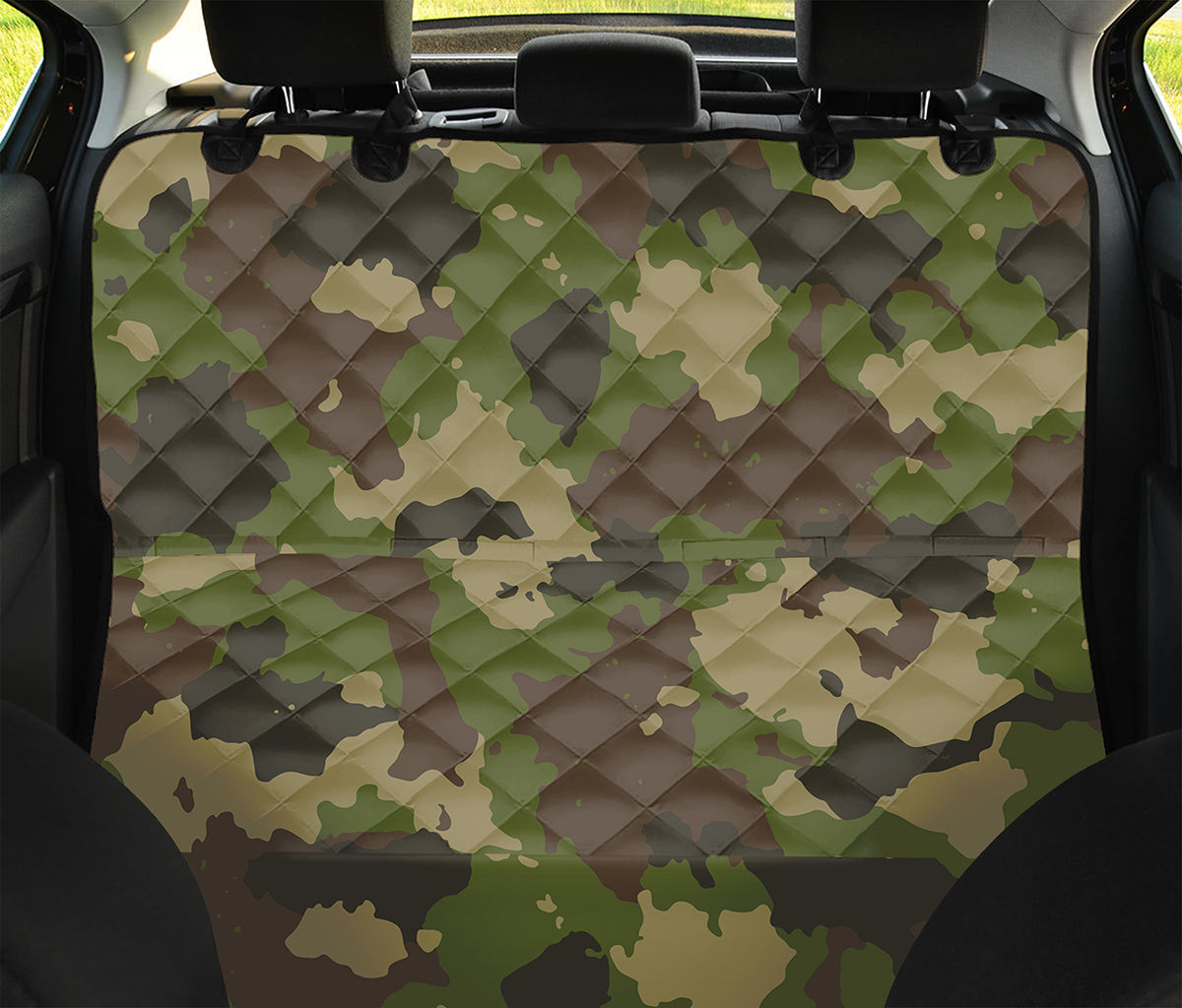 Classic Green Camouflage Print Pet Car Back Seat Cover