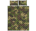 Classic Green Camouflage Print Quilt Bed Set