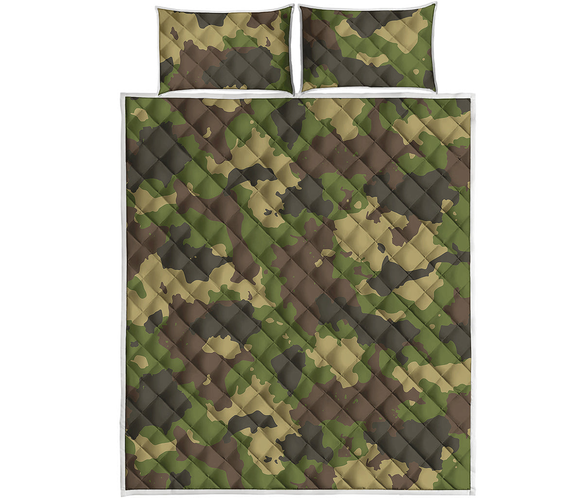 Classic Green Camouflage Print Quilt Bed Set