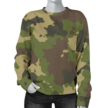 Classic Green Camouflage Print Women's Crewneck Sweatshirt GearFrost