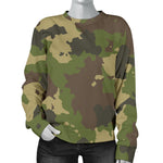 Classic Green Camouflage Print Women's Crewneck Sweatshirt GearFrost