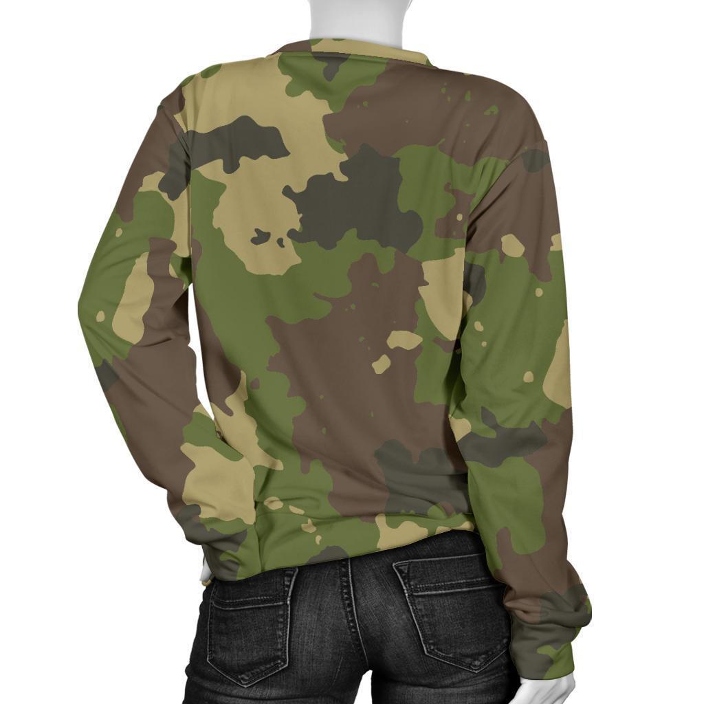 Classic Green Camouflage Print Women's Crewneck Sweatshirt GearFrost