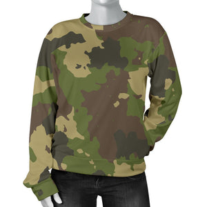 Classic Green Camouflage Print Women's Crewneck Sweatshirt GearFrost