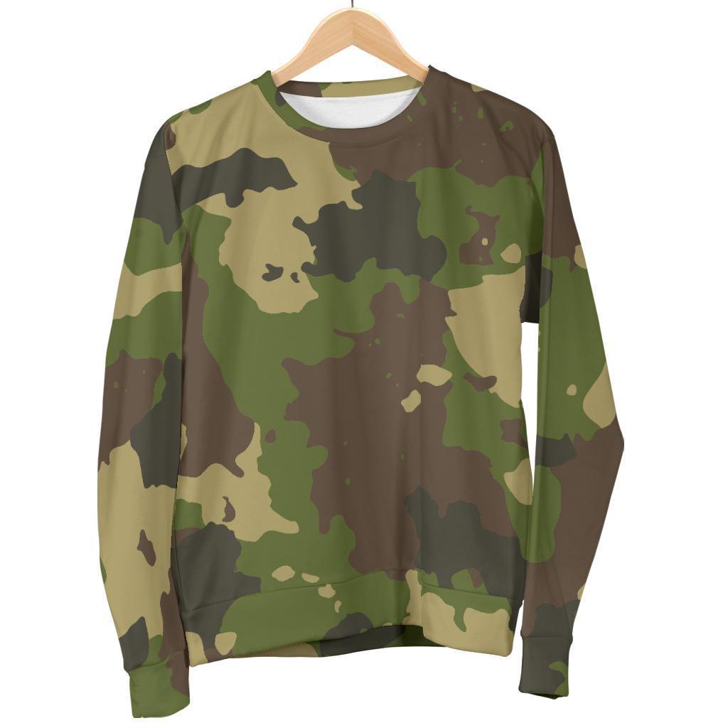 Classic Green Camouflage Print Women's Crewneck Sweatshirt GearFrost