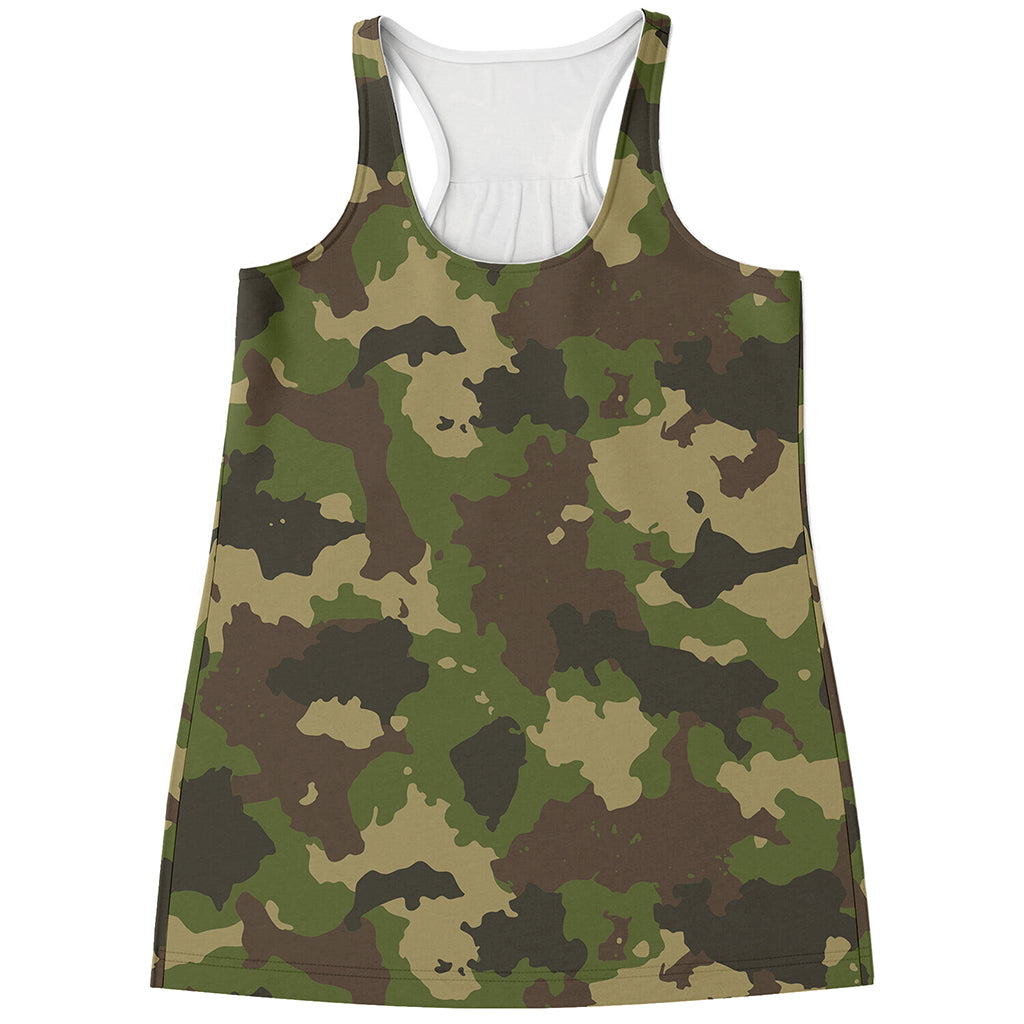 Classic Green Camouflage Print Women's Racerback Tank Top