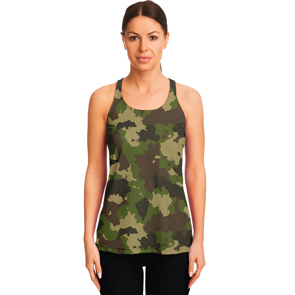 Classic Green Camouflage Print Women's Racerback Tank Top